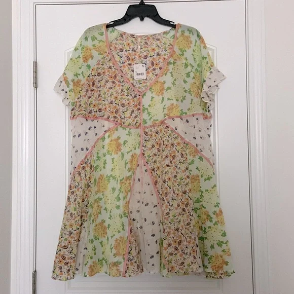 NWT Free People Wildflower Patchwork Mini Dress Medium - Picture 5 of 13